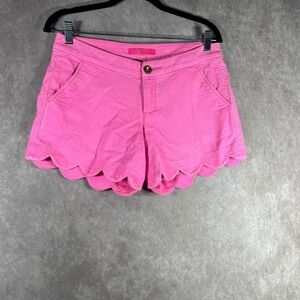 Lilly Pulitzer Buttercup Shorts Womens 2 Pink Scalloped Hem Chino Resort Beach‎